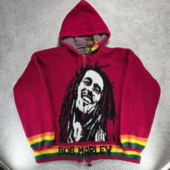 Vintage Bob Marley Sweater Hoodie Jumper Tejidos Ruminahui Hooded Knitted‎ Wool